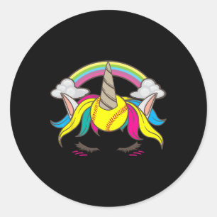 Pegatina Redonda Cara de unicornio lindo divertido Softll amante pa