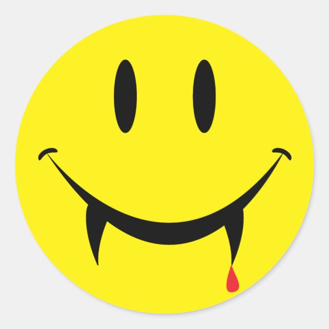 Pegatina Redonda Cara de vampiro (Anverso)