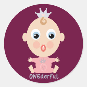 Pegatina Redonda Cara del BEBÉ de ONEderful - rosa