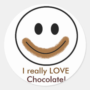 Pegatina Redonda ¡Cara del chocolate "AMO realmente el chocolate! "