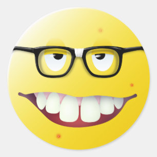 Pegatina Redonda Cara del empollón