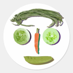 Pegatina Redonda Cara del Veggie