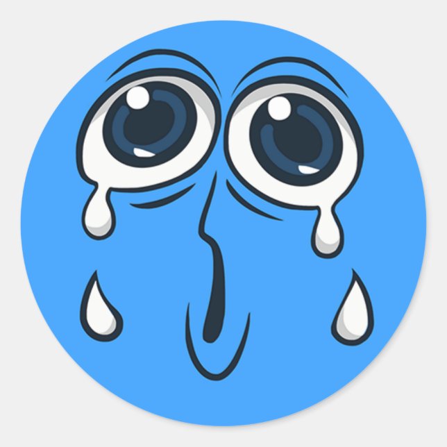 Pegatina Redonda Cara en fuerte llanto (Anverso)