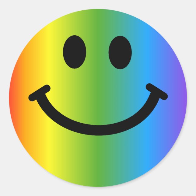 Pegatina Redonda Cara feliz arcoiris sonriente (Anverso)
