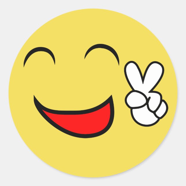 Pegatina Redonda Cara feliz de la paz (Anverso)