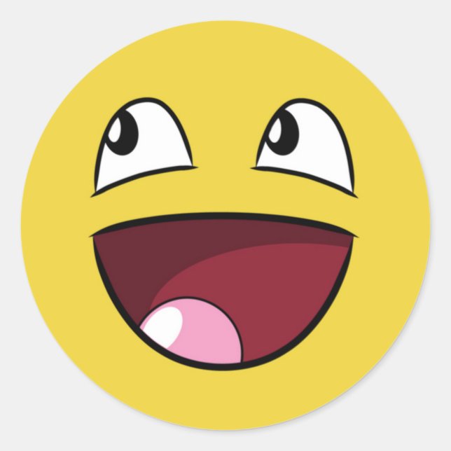 Pegatina Redonda cara feliz de saludo (Anverso)