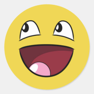 Pegatina Redonda cara feliz de saludo
