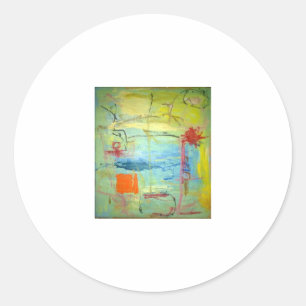 Pegatina Redonda Cara Feliz Feliz Triste Abstracta Hankamer Artjunk