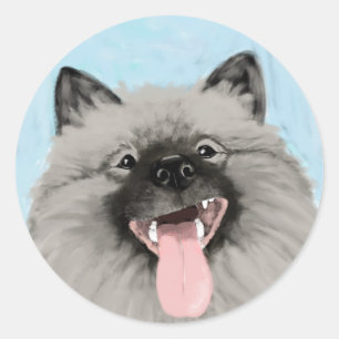 Pegatina Redonda Cara Feliz Keeshond