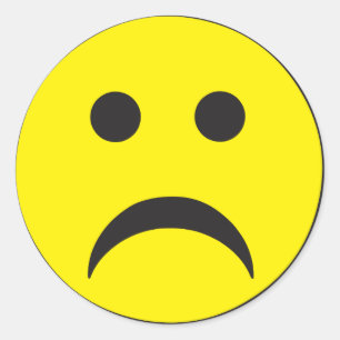 Pegatina Redonda Cara infeliz de la tristeza