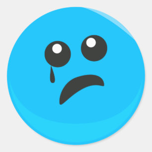 Pegatina Redonda Cara linda llorando triste