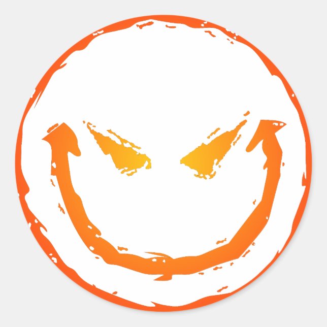 Pegatina Redonda Cara malvada (Anverso)