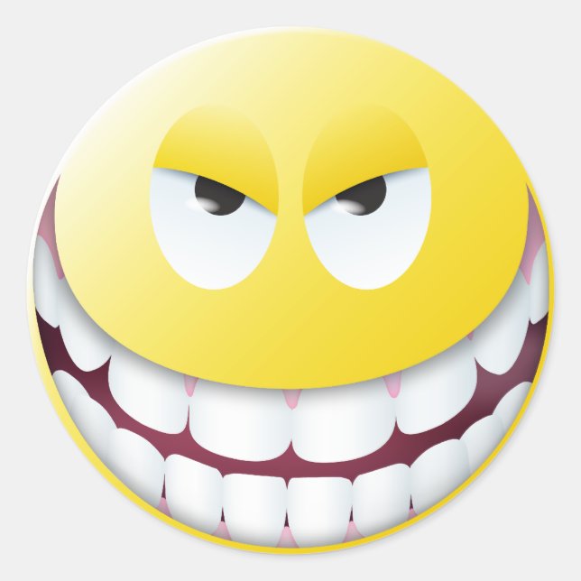 Pegatina Redonda Cara malvada (Anverso)