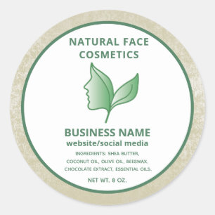 Pegatina Redonda Cara natural cosmética cara chica hojas wellness