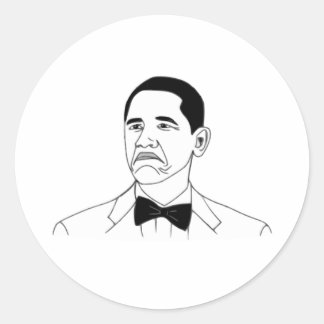 Pegatina Redonda Cara no mala Meme de la rabia de Barack Obama