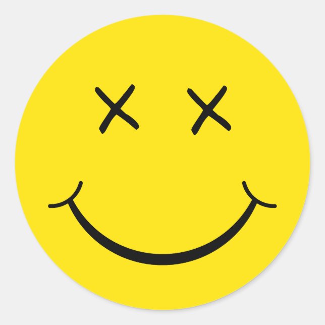 Pegatina Redonda Cara ocular X (Anverso)