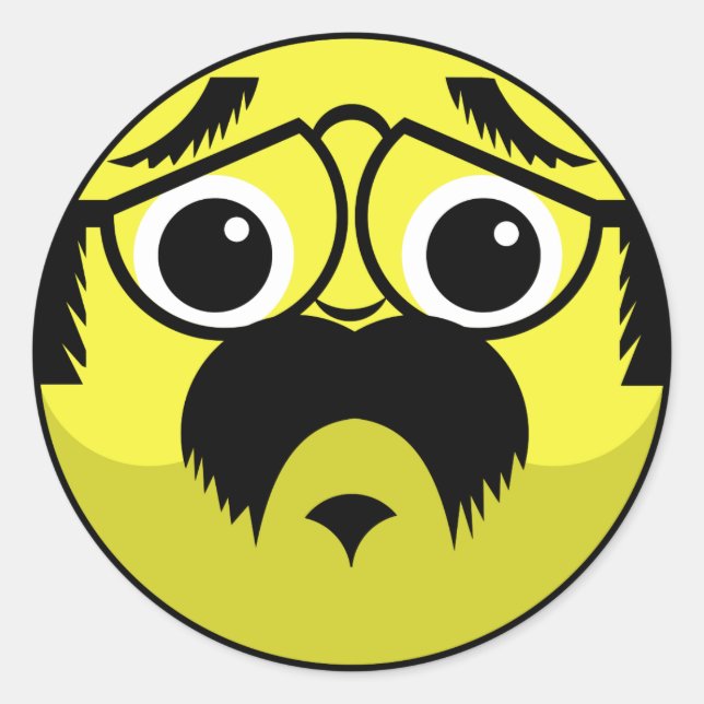 Pegatina Redonda Cara preocupada (Anverso)