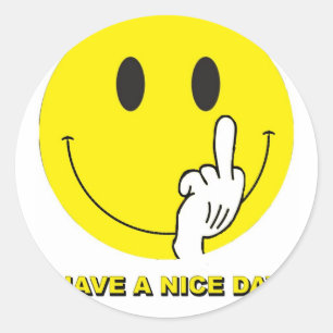 Pegatina Redonda cara que da el dedo