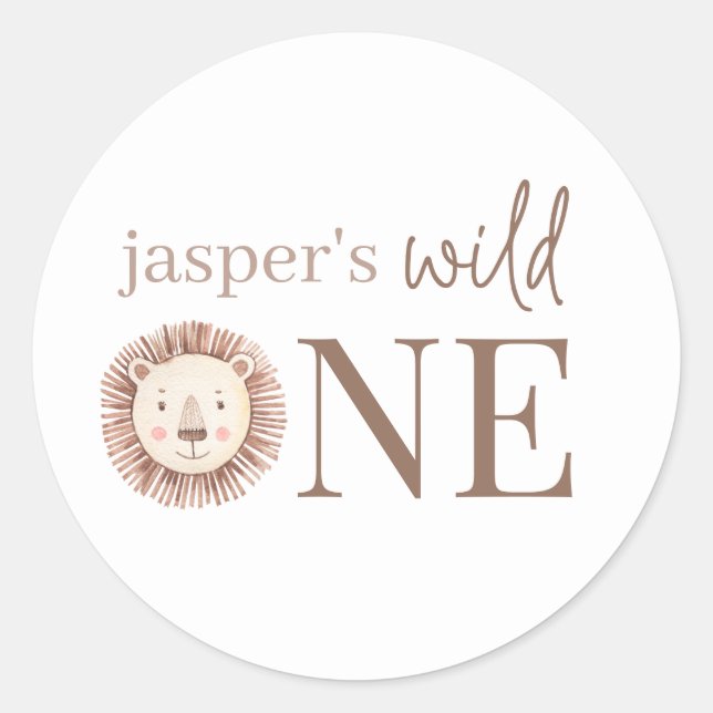 Pegatina Redonda Cara salvaje de un león (Anverso)