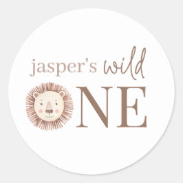 Pegatina Redonda Cara salvaje de un león