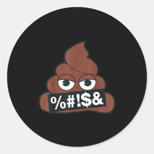 Pegatina Redonda Cara sonriente amarilla censurada de caca de emoji