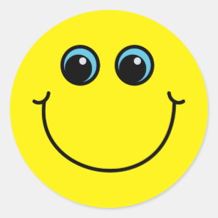 Pegatina Redonda Cara sonriente amarilla de la emoji