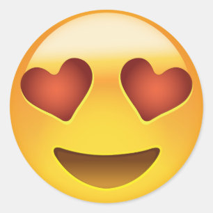 Pegatina Redonda Cara sonriente con emoji en forma de corazón de