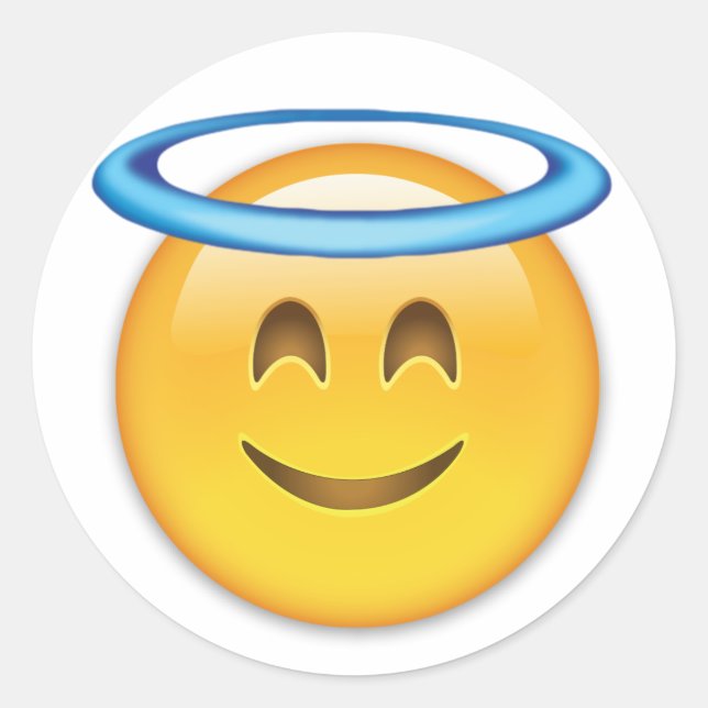 Pegatina Redonda Cara sonriente con Emoji Halo (Anverso)