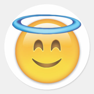 Pegatina Redonda Cara sonriente con Emoji Halo