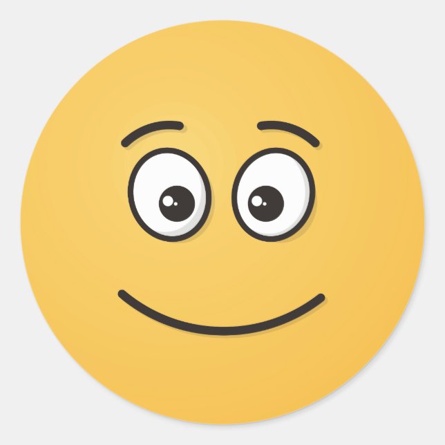 Pegatina Redonda Cara sonriente con ojos abiertos (Anverso)