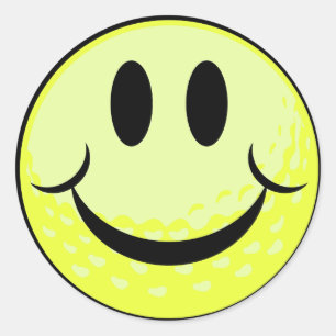 Pegatina Redonda cara sonriente de pelota de golf