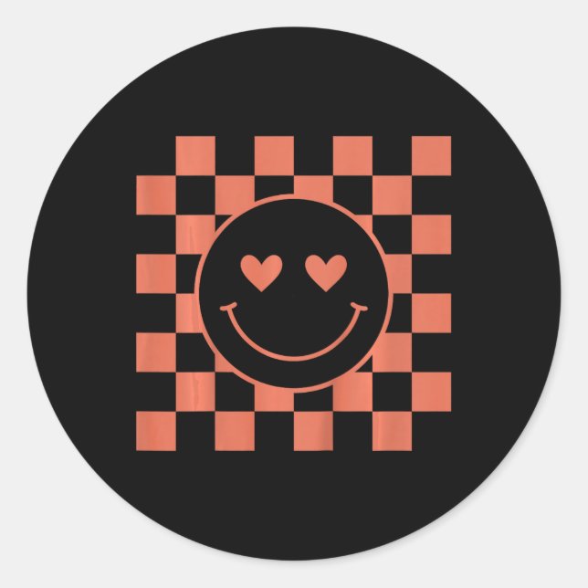 Pegatina Redonda Cara sonriente del día de San Valentín Retro a cua (Anverso)