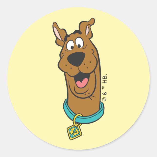 Pegatina Redonda Cara sonriente Scooby-Doo (Anverso)