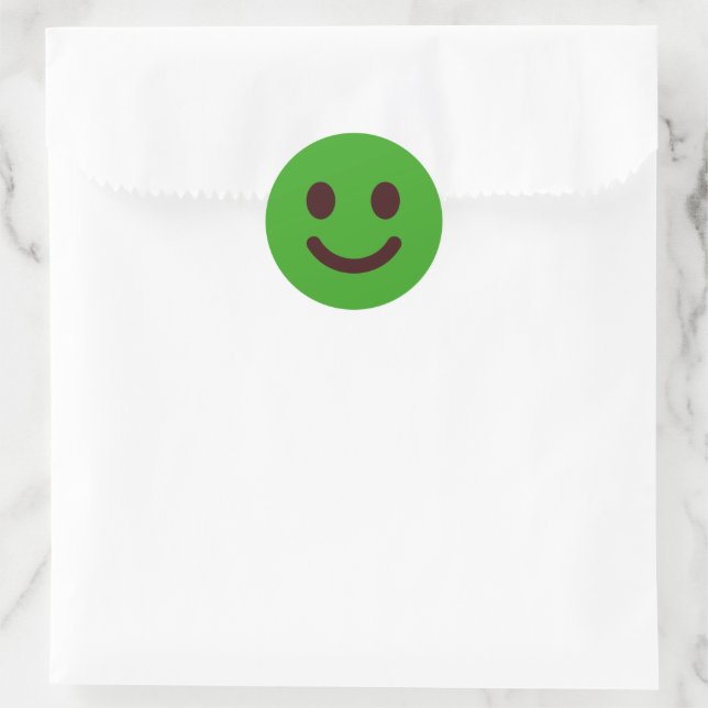 Pegatina Redonda Cara Sonriente Verde Lindo Clásico (Bolso)
