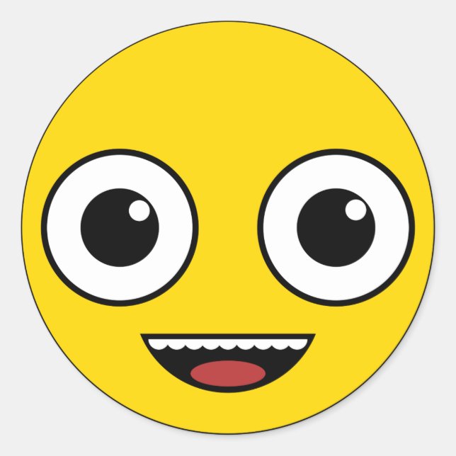 Pegatina Redonda Cara súper feliz (Anverso)