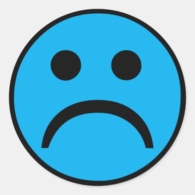 Pegatina Redonda Cara triste (Anverso)