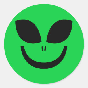 PEGATINA REDONDA CARA VERDE ALIEN