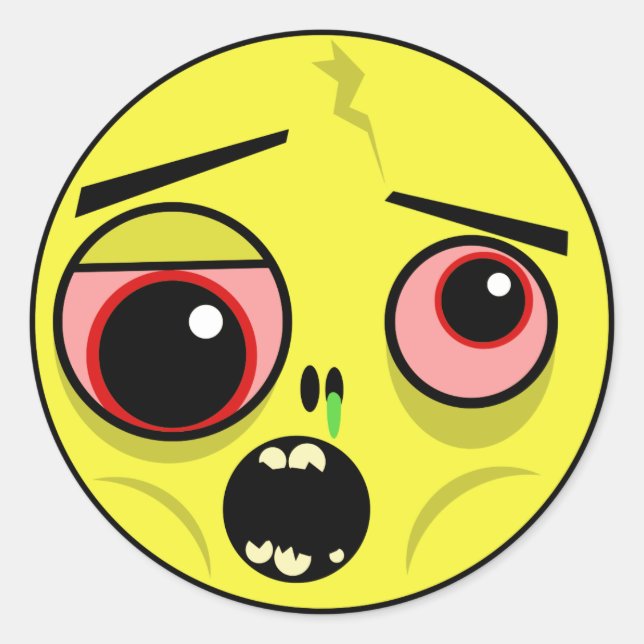 Pegatina Redonda Cara zombie (Anverso)