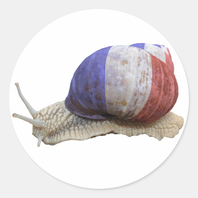 Pegatina Redonda Caracol de la bandera francesa (Anverso)
