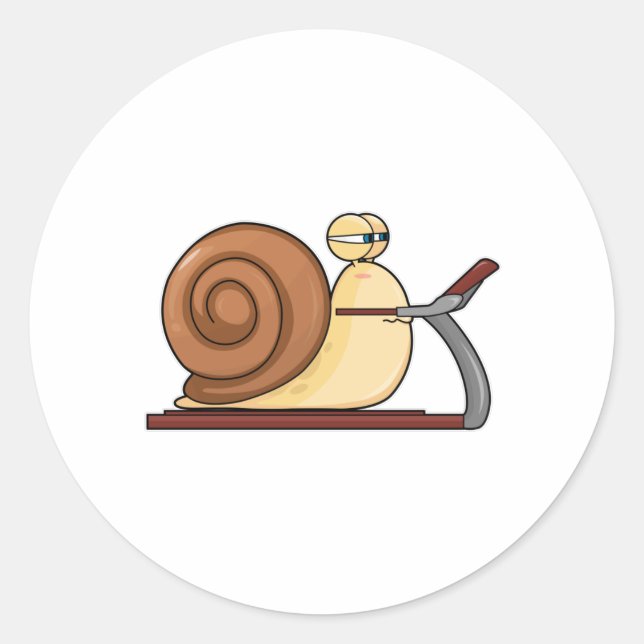 Pegatina Redonda Caracol en Treadmill (Anverso)