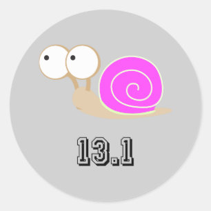 Pegatina Redonda Caracol rosa 13.1 (media maratón)