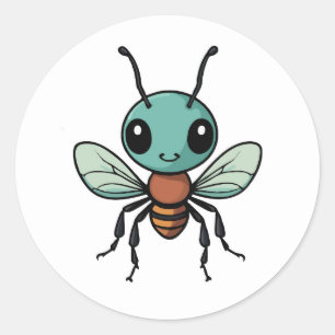 Pegatina Redonda Carácter Adorable de abeja Personalizado