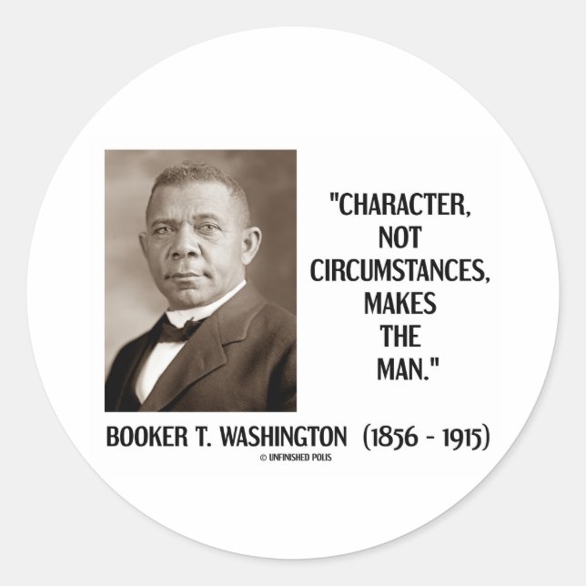 Pegatina Redonda Carácter de Booker T. Washington no circunstancias (Anverso)