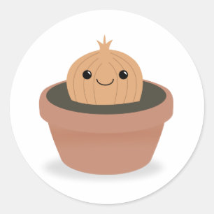 Pegatina Redonda Carácter de cebolla