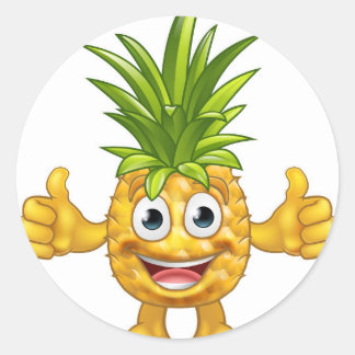 Pegatina Redonda Carácter de mascota de fruta de piña personalizado