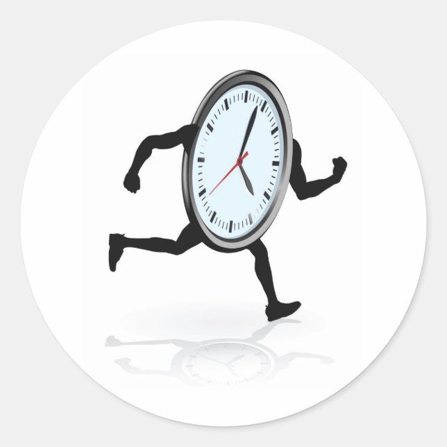 Pegatina Redonda Carácter de reloj en ejecución (Anverso)