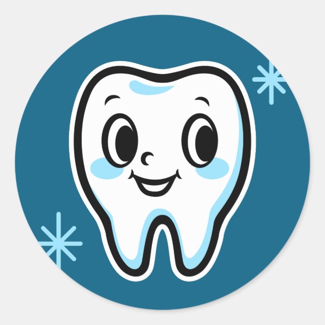 Pegatina Redonda Carácter dental de corte (Anverso)