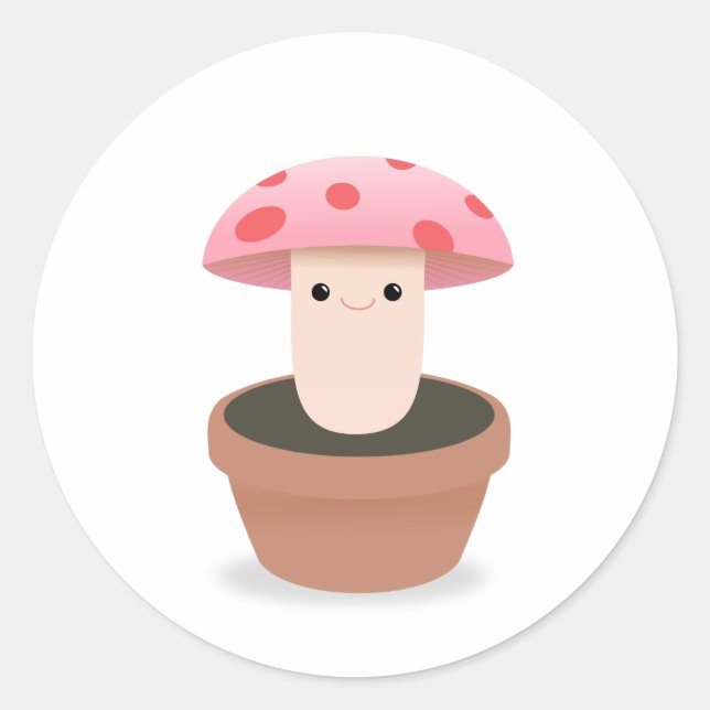 Pegatina Redonda Carácter hongo (Anverso)