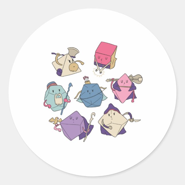 Pegatina Redonda Caracteres de dados (Anverso)