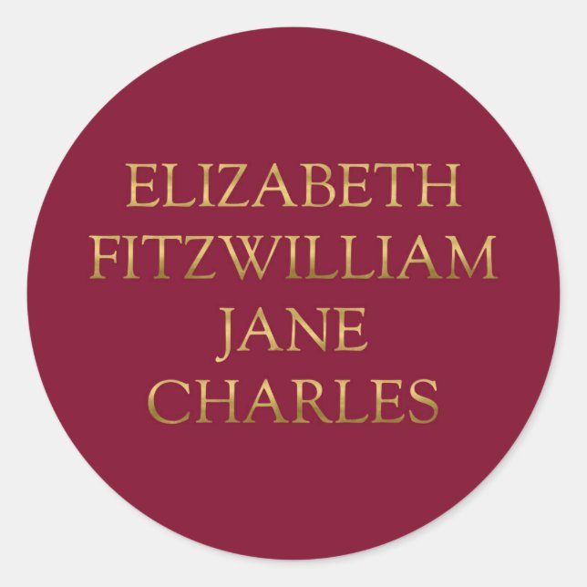 Pegatina Redonda Caracteres principales del orgullo y los prejuicio (Anverso)